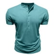 thumbnail image 5 of TAGOLD Mens Summer Short Sleeve Round-Neck Blouses & Shirts Solid Color Half Button Pullover Top, 5 of 5