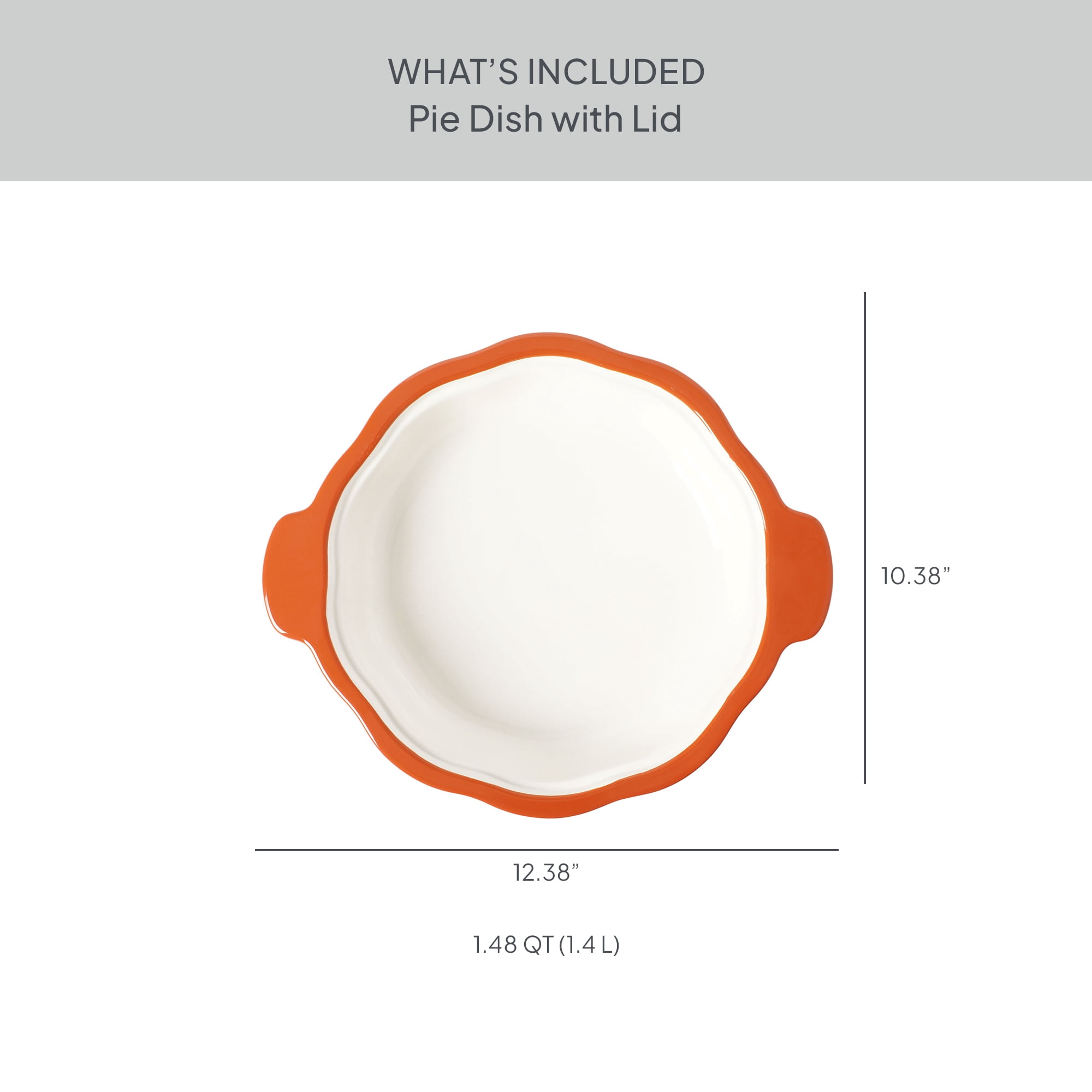 The Pioneer Woman 10-Inch Orange Stoneware Pumpkin Pie Dish with Lid