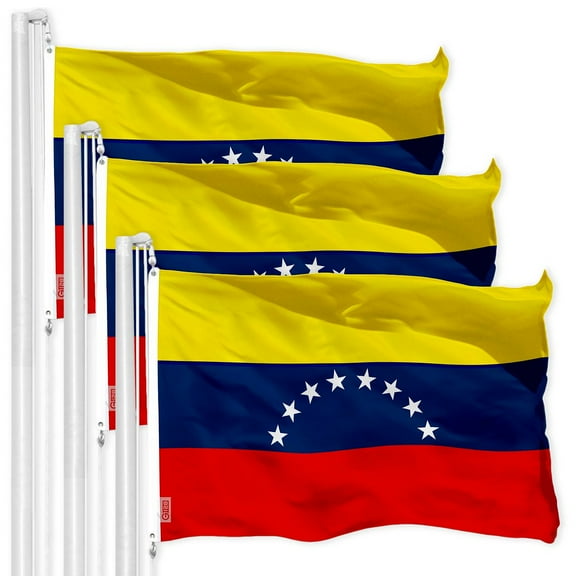 G128 3 Pack: Venezuela Venezuelan Flag | 3x5 Ft | Printed 150D Polyester - Indoor/Outdoor, Vibrant Colors, Brass Grommets, Quality Polyester, Much Thicker More Durable Than 100D 75D Polyester