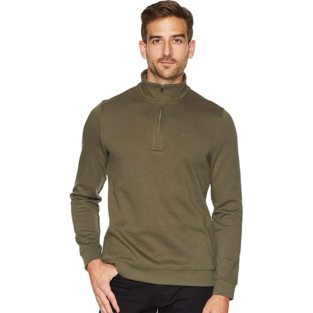 Calvin Klein Men's Classic Quarter Zip Sweater, deep Moss, 2X-Large