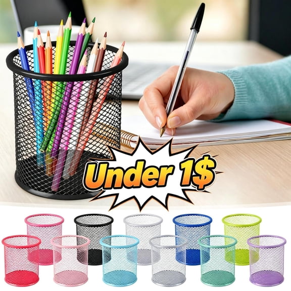 Under 1$ Product! Wire Mesh Pen Holder, Pencil Cup Desk Organizer for Stationery, Scissors, Office Caddy Storage, Mint Green