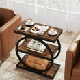 thumbnail image 4 of Tribesigns End Table, Wood Side Table with Black Metal Frames, Narrow End Table with 3 Storage Shelves for Living Room, 4 of 7