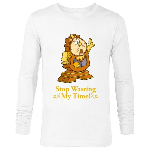 Disney Beauty and the Beast Cogsworth Stop Wasting My Time - Long Sleeve T-Shirt for Men - Customized-White