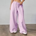 thumbnail image 3 of Women’s Stripe Wide Leg Pants Elastic Waist Drawstring Wide Leg Casual Trousers Summer Lightweight Pants, 3 of 8