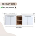 thumbnail image 4 of Hassch 60" Bathroom Vanity with 2 Sinks Set for Home, Wall Mount Bathroom Vanity Combo, White Bathroom Cabinet with Double Sink Set, Floating Vanity w/Ceramic Basin, Open Side Shelf, 4 of 9
