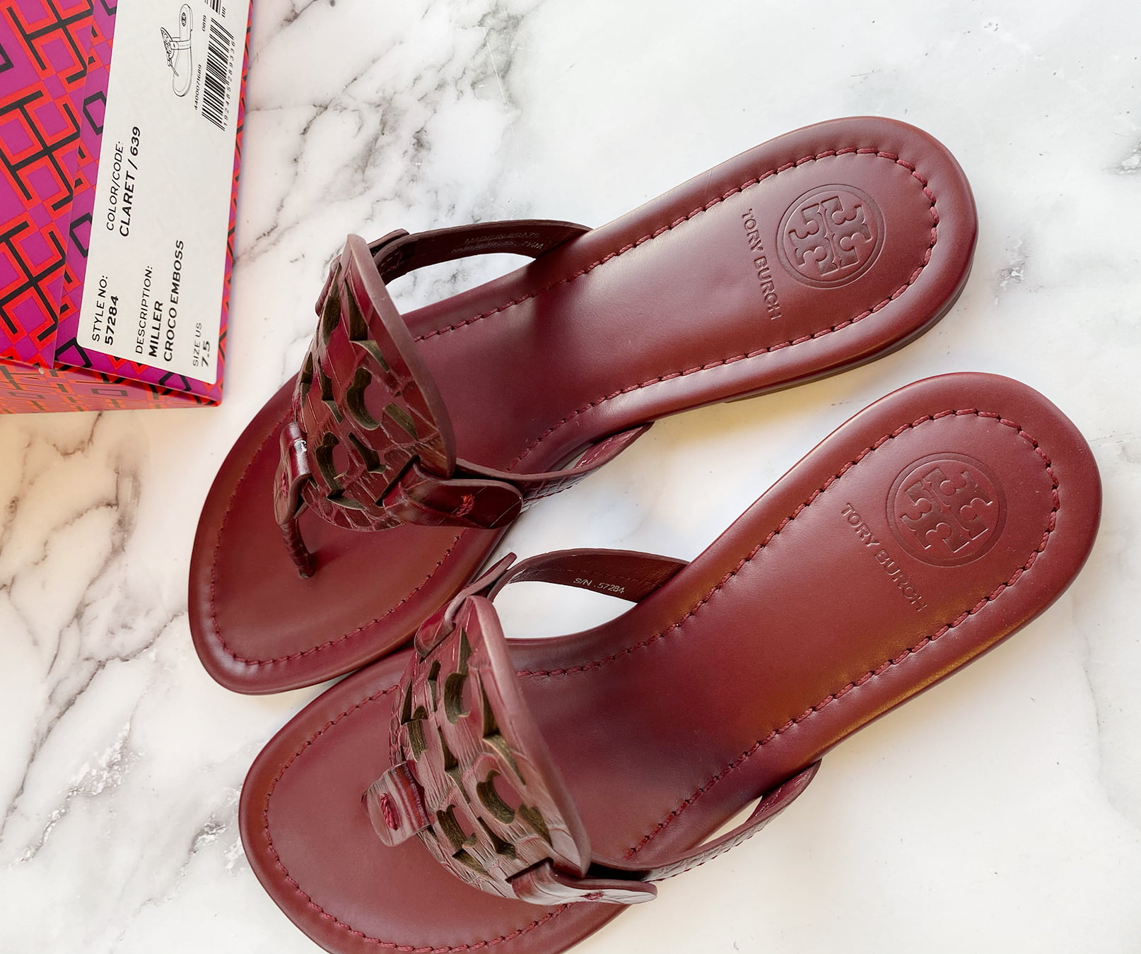 tory burch burgundy sandals