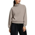 thumbnail image 5 of Gkeoshab Womens Sweatshirt Women's High Neck Fleece-Lined Sweatshirt, Turtleneck Style Pullover with Soft Brushed Interior for Cold Weather Protection and Stylish Urban Streetwear Looks Khaki L, 5 of 9