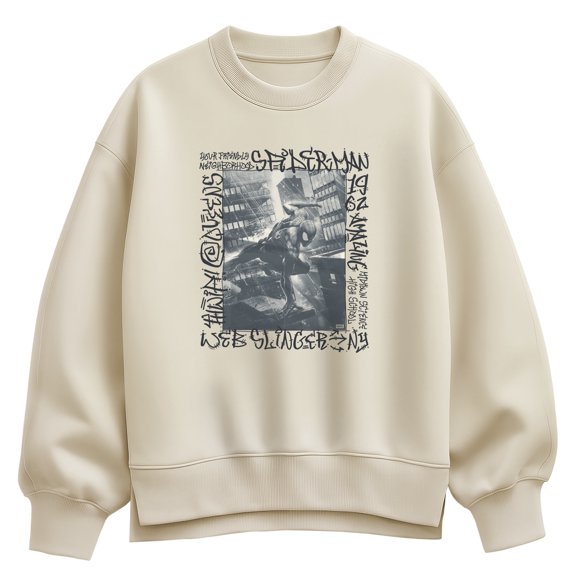 Spider-Man - Graffiti Action Photo Oversized Fleece Crew Sweatshirt