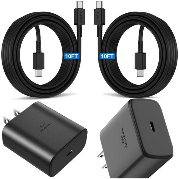 2xSET 45W Super Fast Charger Adapter 10Ft USB-C Cable For Samsung Galaxy S20 S21 S22 S23 S24   Ultra