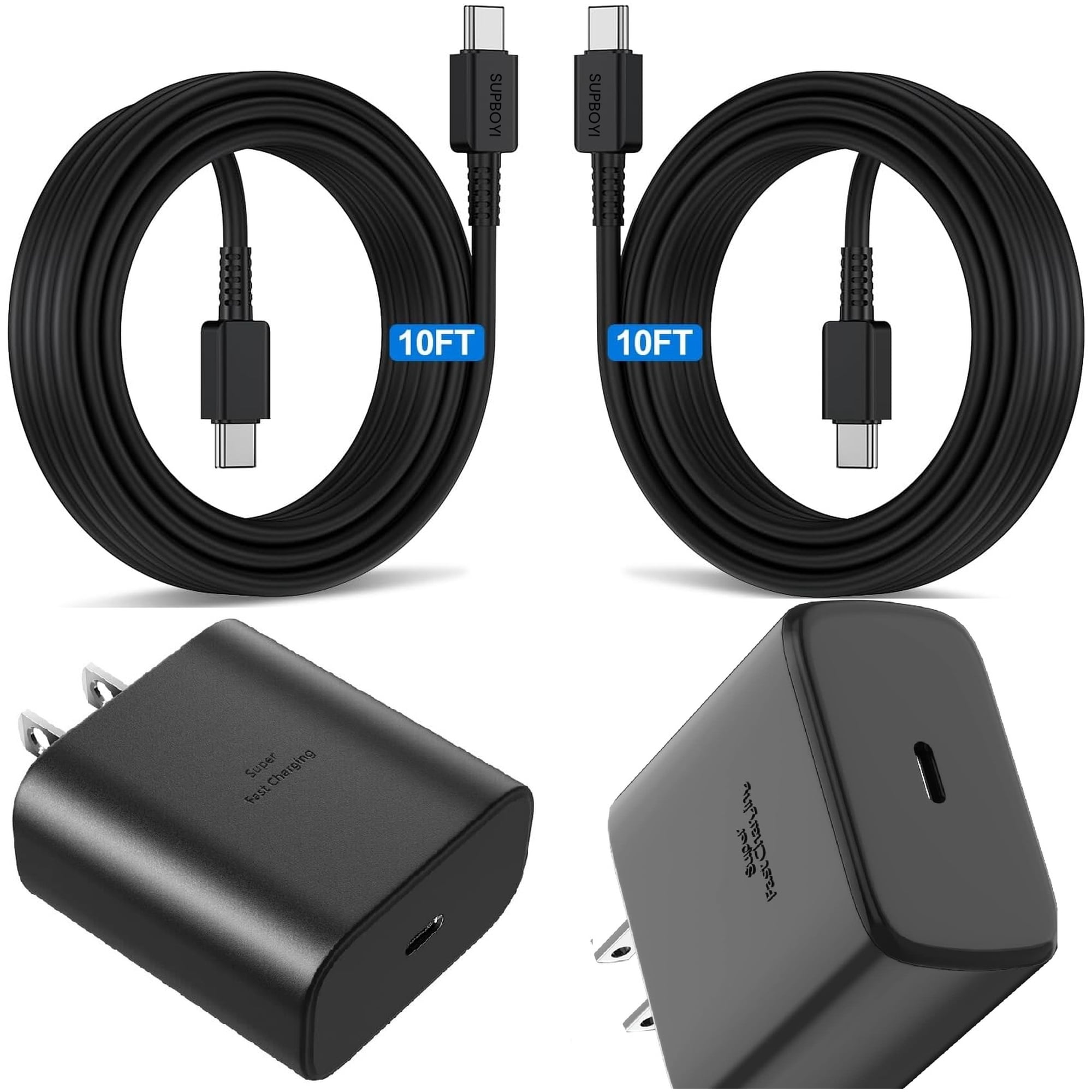 2xSET 45W Super Fast Charger Adapter 10Ft USB-C Cable For Samsung Galaxy S20 S21 S22 S23 S24 + Ultra