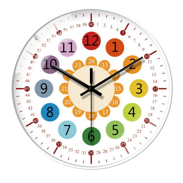 Reloj de pared moderno reloj didactico coleccion sin tictac de 8 pulgadas relojes decorativos para paredes reloj colgante de pared para oficina y Borde A Walmart en linea