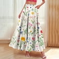 thumbnail image 4 of Oksale Womens Maxi Skirts with Pockets Vintage Flowy Boho Skirt Elastic High Waisted Plus Size Skirts 2026 White 3XL, 4 of 9