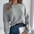 thumbnail image 6 of Women Pullover Sweater Crew Neck Long Sleeve Plain Color Loose Fit Casual Knitted Sweater Grey L, 6 of 6