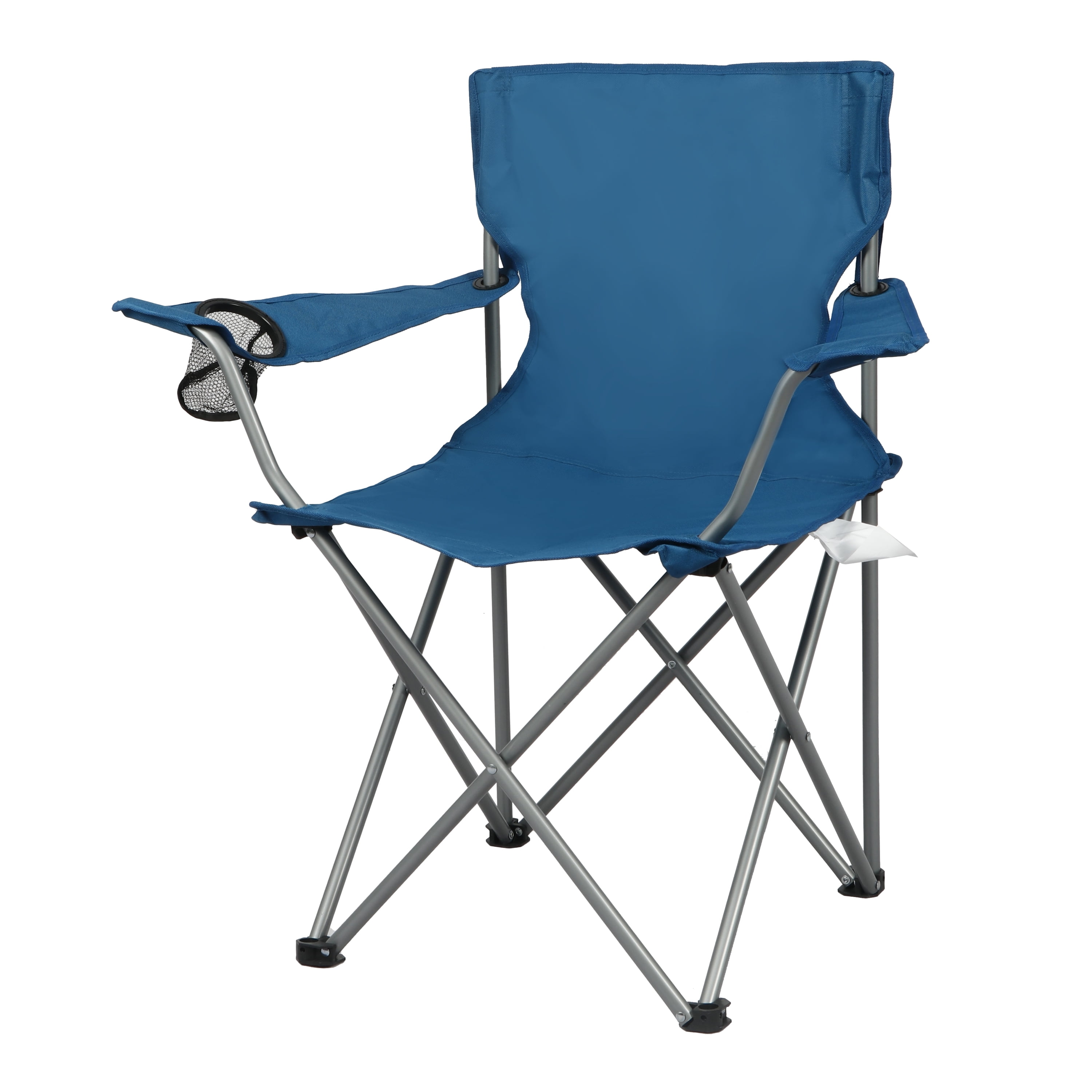 Ozark Trail Quad Folding Camp Chair with Cup Holder, Vibrant Blue