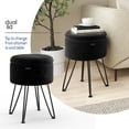 thumbnail image 4 of Hearth & Harbor Round Ottoman with Storage, Luxurious Foot Stool and Chic Vanity Stool with Storage, Elegant Textured Velvet Black, 4 of 8
