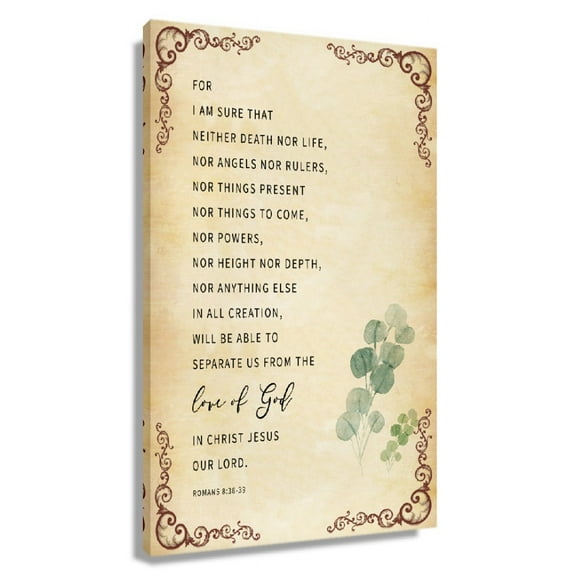Bible Verse Wall Art Vintage Posters Romans 8 38-39 Decorative Canvas Painting Pictures For Bedroom Unframed 12x18 in