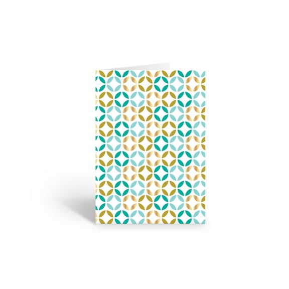 Blues and Gold Pattern Blank Note Card - 10 Cards and Envelopes - B14355