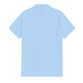 thumbnail image 4 of Qwertyu Mens Button Down Short Sleeve Shirt Cotton Linen Hawaii Shirts Casual Tropcial Vacation Beach Summer Tops Sky Blue XL, 4 of 4
