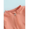 thumbnail image 5 of Bslissey Toddler Baby Girls Rash Guard Swimsuit Solid Color Long Sleeve Ruffles Romper Swimwear 6M 12M 18M 24M 3T 4T Kids Casual Zipper Bathing Suit Summer Beach Wear, 5 of 9