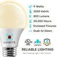 thumbnail image 7 of Luxrite A19 LED Dusk to Dawn Light Bulb Enclosed Fixture Rated 3000K Soft White 800 Lumens Damp Rated E26 6-Pack, 7 of 7