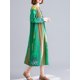 thumbnail image 3 of Vestido bohemio a rayas vintage para mujer, vestido midi holgado con bolsillo de manga larga y CACAGOO Vestido de lino de algodón, 3 of 7