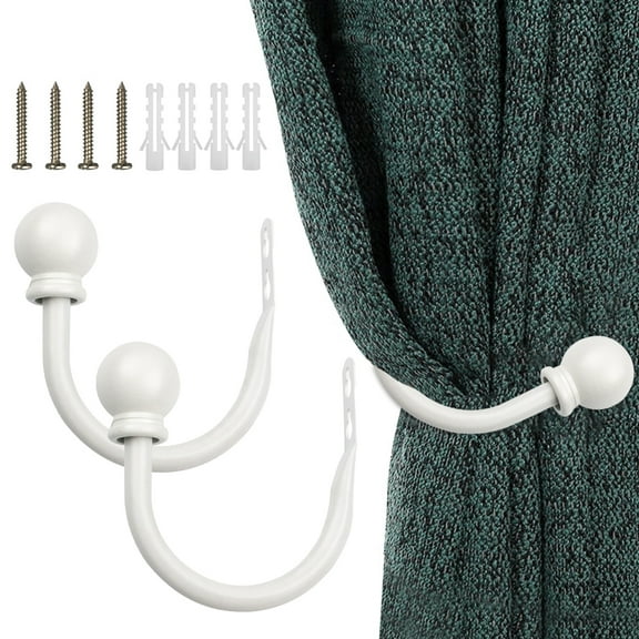 Lieonvis 2 Pcs Curtain Holdbacks Metal Tie Backs Curtain Holders for Wall Decorative Curtain Holdback U Shaped Curtain Hooks Holder with Screws for Home Accessories