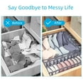 thumbnail image 7 of 3 Packs Foldable Nylon Underwear Drawer Organiser Divider, Washable Transparent Underwear Storage Box For Bras, Socks And Panties，6 Grid Bra Box + 7 Grid Panties Box + 11 Grid Socks Box（Grey）, 7 of 7