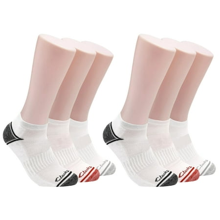 Clarks Men's Sport Half Cushion Low Cut Socks 6 Pair, Black, Men's 7-12 Shoe