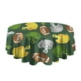 thumbnail image 5 of Green Football Helmets and Balls Pattern Round Tablecloth 60"x60",Wrinkle Wipeable Table Cloth for Kitchen Dining Room Picnic Patio Party, 5 of 6