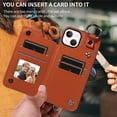 thumbnail image 4 of iPhone 13 Case ,Card Slots Leather Wrist Strap Phone Cover for iPhone 13, 4 of 5