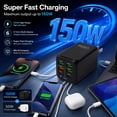 thumbnail image 4 of RONY 150W USB Wall Plug Charger Block: 6-Port Fast Charging Block Power Adapter Compatible with iPhone Samsung Galaxy, Black, 4 of 9