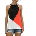 thumbnail image 6 of Gvmfive Women Colorblock Sleeveless Tank Tops Halter Neck Lace Up T Shirt, 6 of 7