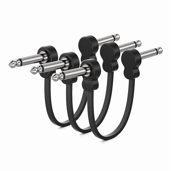 3 Pack Guitar Patch Cables, Right-Angle Flat Patch Cable Pedal Board Cable, Guitar Pedal Accessories,3 x Guitar Patch Cables,Black