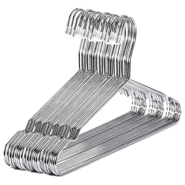 Perchas de acero inoxidable de 40 cm, 20 unidades, estándar, con muescas, ahorran espacio.
