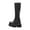 Black Knee High Wedge Boots, variant on hopeusnice Women's Knee High Wedge Boots Chunky Heel Faux Leather Zipper Pull on Stylish Comfortable Winter Booties Black 36