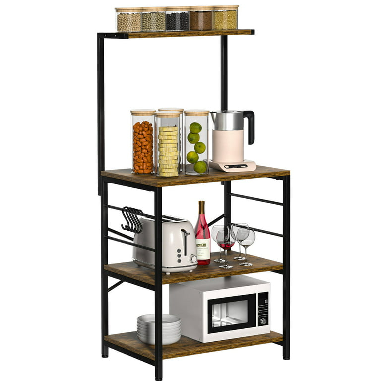 Topfurny Baker's Rack with Power Outlet, Coffee Station, Microwave Oven  Stand, Kitchen Shelf, Cart, 7-Tier Stand or Bar Table Organizer, for Spice