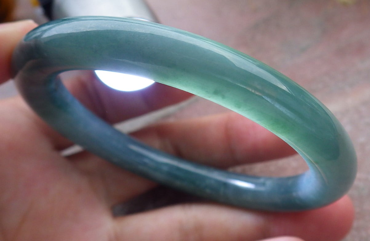 Icy Green Natural A JADE Jadeite Circle Bangle Bracelet 55 mm 680131 TN
