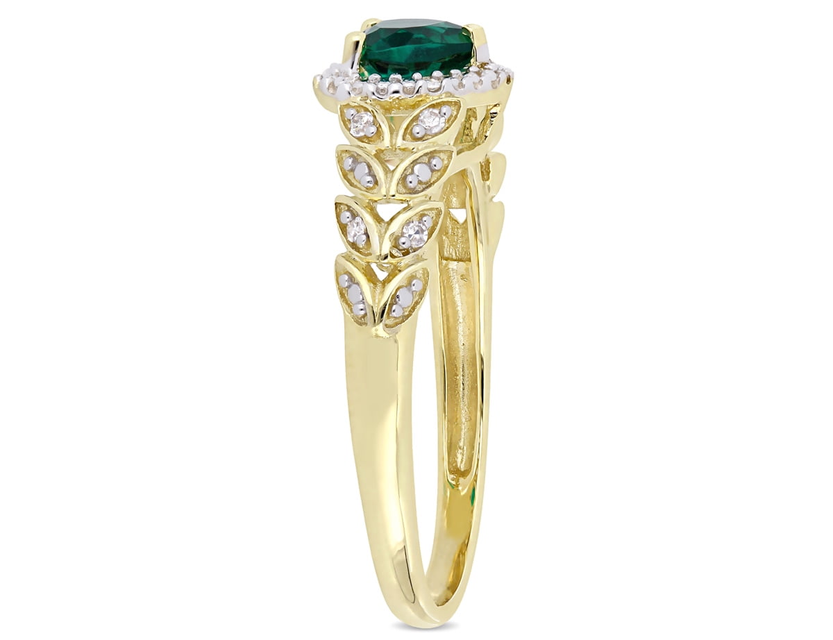 2/5 Carat (ctw) Lab Created Emerald Promise Heart Ring in 10K Yellow