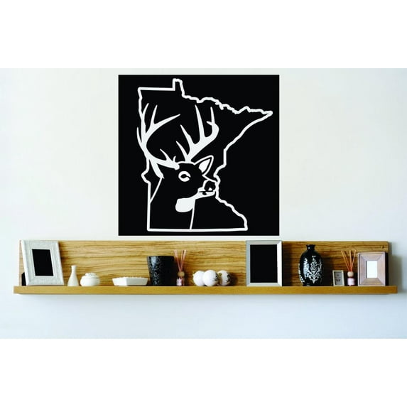 Hunting Themed Wall Decal Decoration Minnesota Wild Deer Buck Hunt Outdoor Lifestyle Stickers Home Decoration for Hunters - Size: 24 In x 24 In
