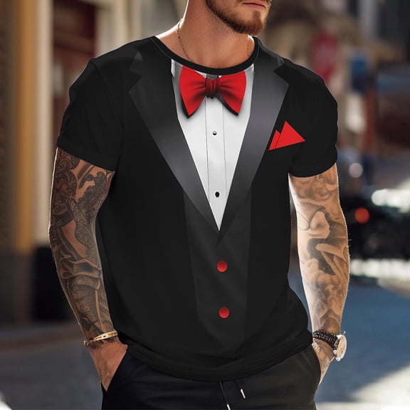 COSFO Short Sleeve Mens T Shirts Funny Valentine's Day Crew Neck Basic Tops Pullover Vacation Regular Fit Mens Graphic Tees