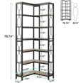 thumbnail image 2 of Tribesigns Corner Shelf, 7-Tier Industrial Corner Bookshelf, Wood and Metal Corner Etagere Bookcase, Freestanding Display Shelf for Living Room, Kitchen, Home Office, Grey, 2 of 9