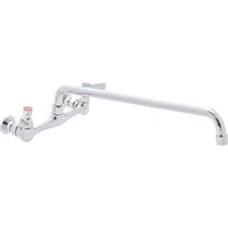 Kitchen Sink Faucet Wall Mount - DuraSteel 8" Center Commercial Kitchen Sink Faucet with 16" Swivel Spout - Dual Lever Handles - Brass Constructed & Chrome Polished