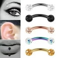 thumbnail image 2 of GKNET 1Pc Stainless Steel Eyebrow Studs Nail Diamond Earring Piercing Accessories-Steel Color, 2 of 9