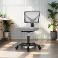 thumbnail image 6 of EBQOSK Armless Drafting Chair Basics Rolling Desk Chair, Ergonomic Desk Chairs, Rolling Bar Stools Chairs Breathable Mesh for Home Bedroom Study Student Height Adjustable Gray, 6 of 7