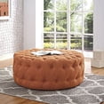 thumbnail image 4 of Modway Amour Fabric Upholstered Button-Tufted Round Ottoman in Orange, 4 of 4