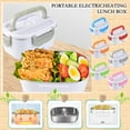 thumbnail image 4 of Electric Heated Lunch Boxes Adults 40W Electric Lunch Box Food Heated 12-24&110V 1L Heatable Lunch Box for Car Truck Office Leak-Proof Stainless Steel Container, Fork & Spoon,Bag Gray, 4 of 4