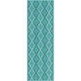 thumbnail image 2 of Unique Loom Outdoor Trellis Collection Area Rug - Parmaklik (2' x 6' 1" Runner Teal/Navy Blue), 2 of 10