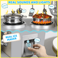 thumbnail image 5 of Arlopu Wooden Kids Play Kitchen, Pretend Kitchen Playset Interactive Cooking Toys with Realistic Sounds & Lights, 5 of 9