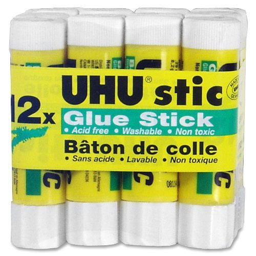 UHU Stic Permanent Clear Application Glue Stick, 0.29 oz, 12 Sticks per
