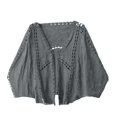 thumbnail image 5 of GEWSEY Women's Lace Embroidery Cardigan Boho Cropped Batwing Sleeve Open Front Oversized Bolero Shrugs (Grey, One Size), 5 of 5